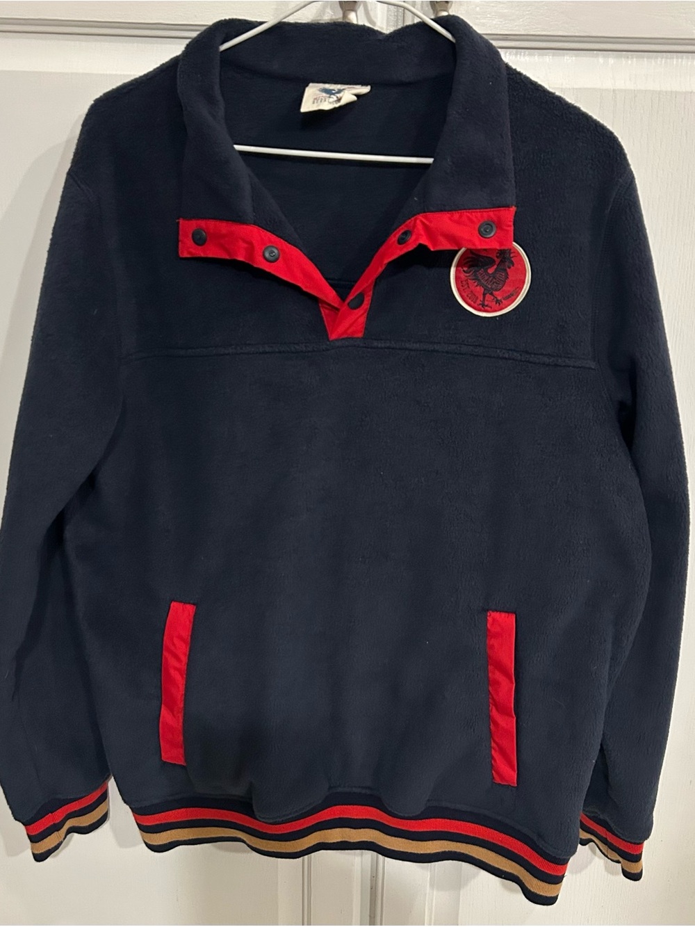 Rural Cloth Navy Fleece Pullover with Red Accent